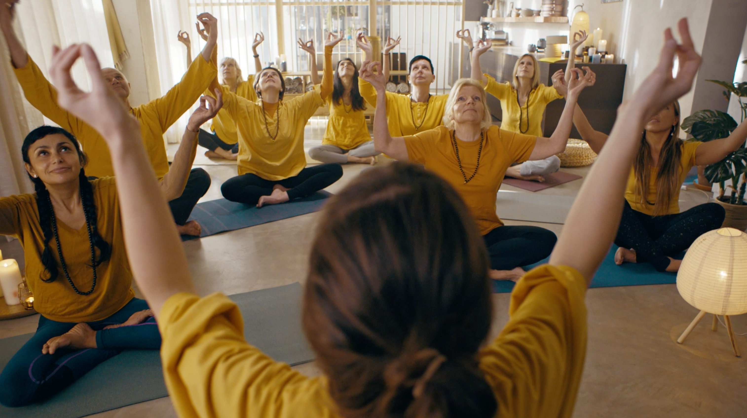 Campaign for Europabank, people doing yoga