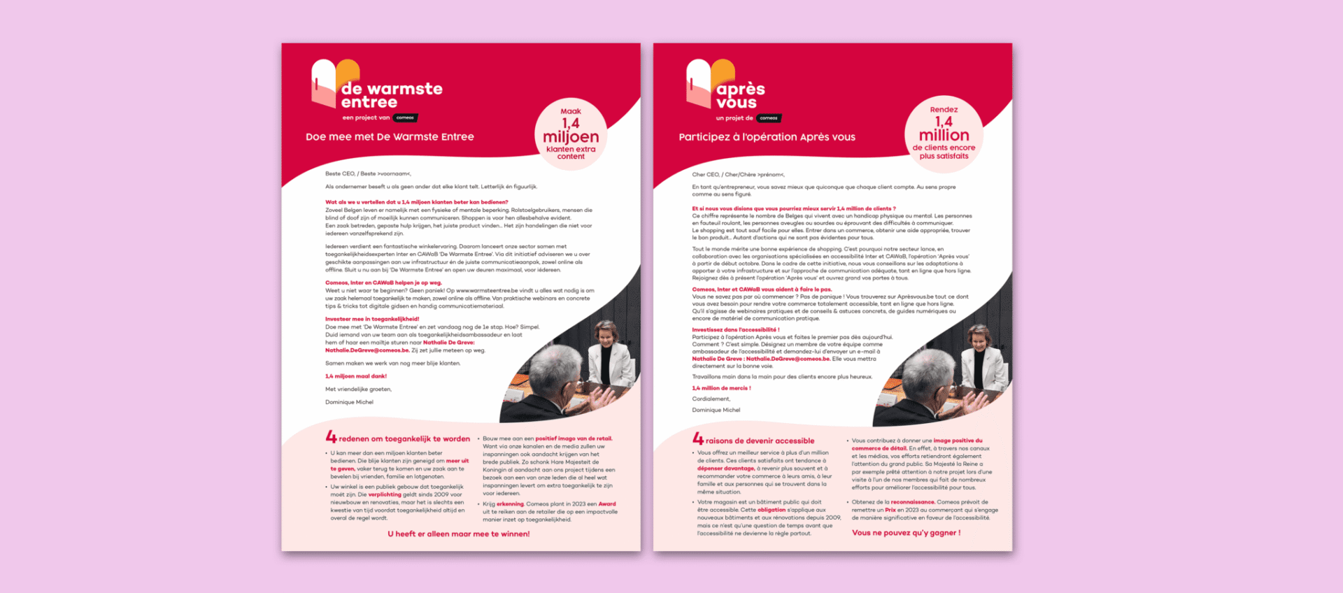 Website mockup van een briefomslag ontwerp, gepresenteerd op een scherm