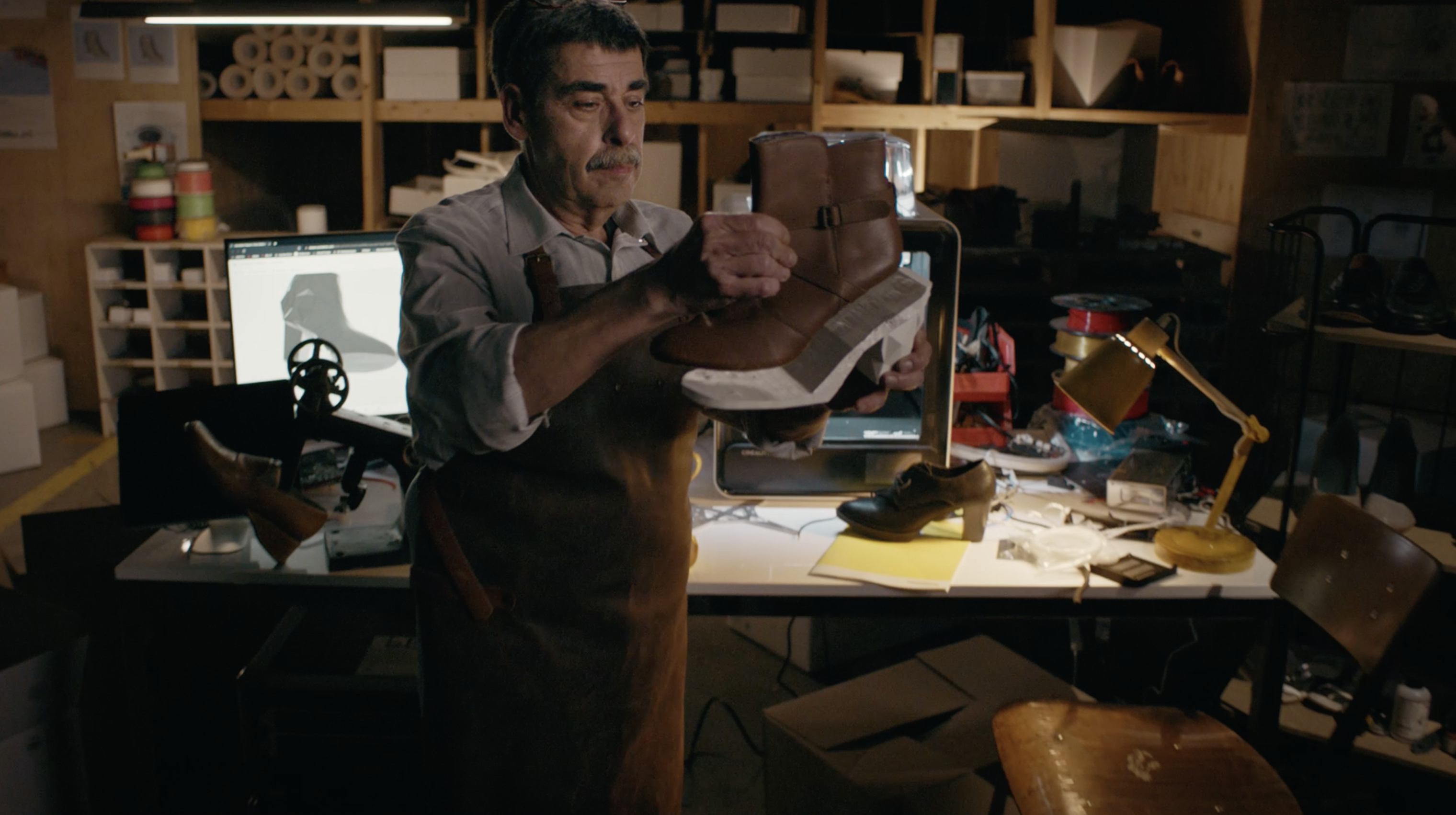 Europabank shoe maker campaign, shoemaker designing a new shoe